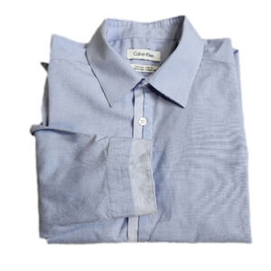 Men's Dress shirt Slim fit Collared Button down blue white Size XL CALVIN KLEIN
